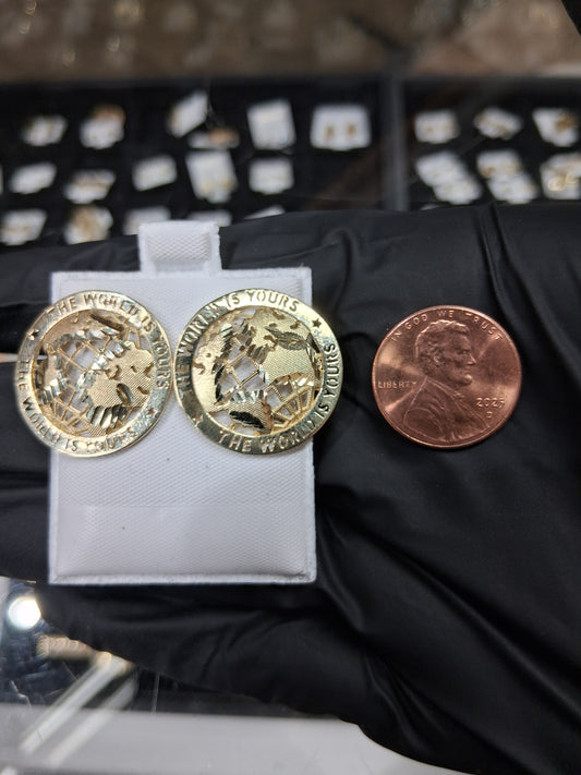 10k The World is Yours Earrings-BIG