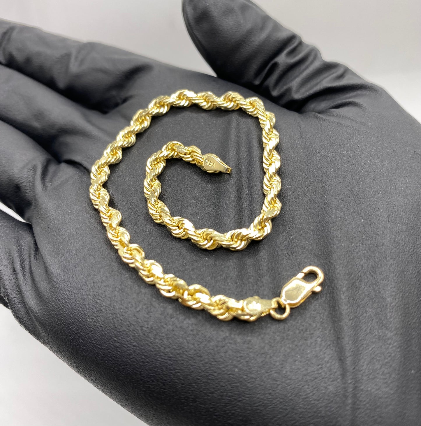 14k 4mm Solid Rope Bracelet