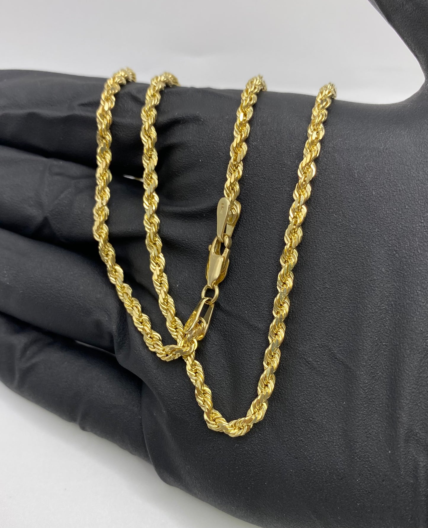 14k 3mm Solid Rope Chain