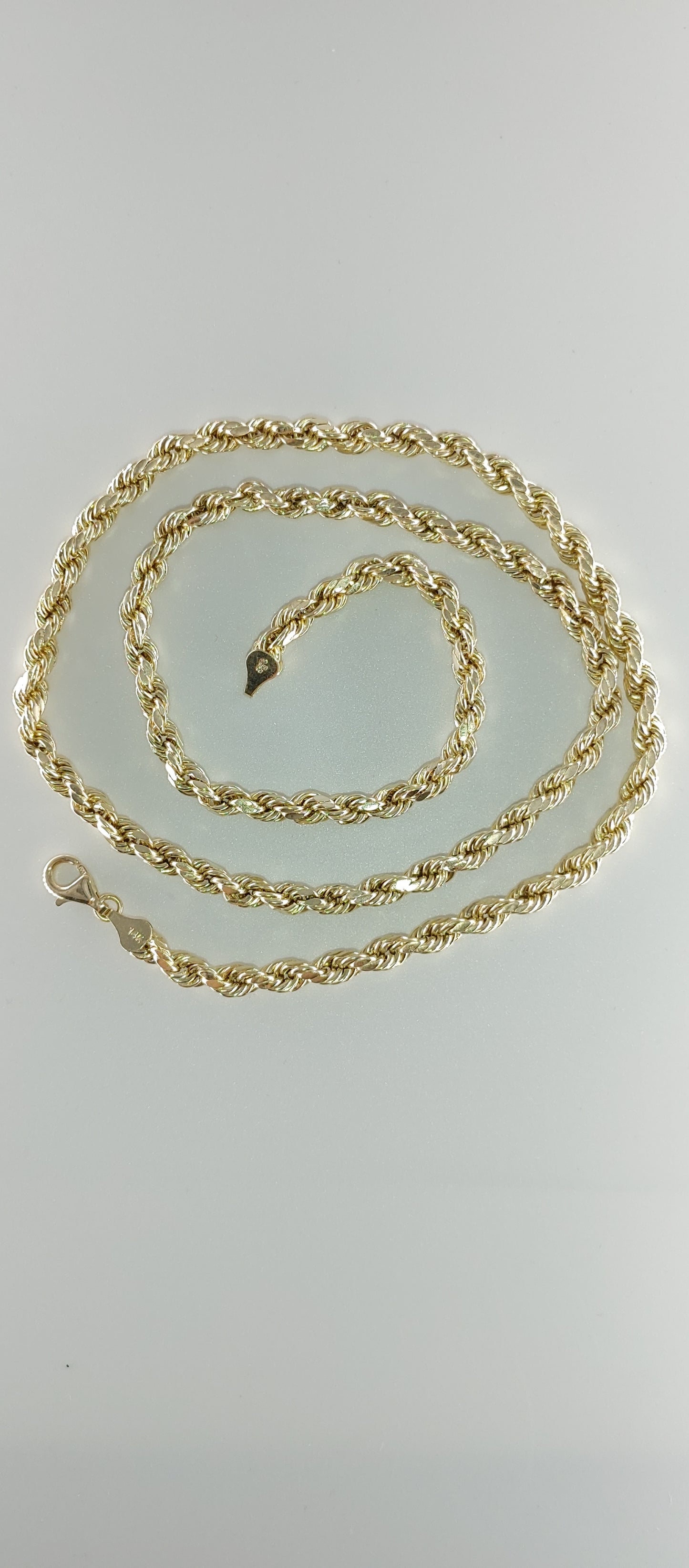 14k 3mm-4mm Hollow Rope Chain