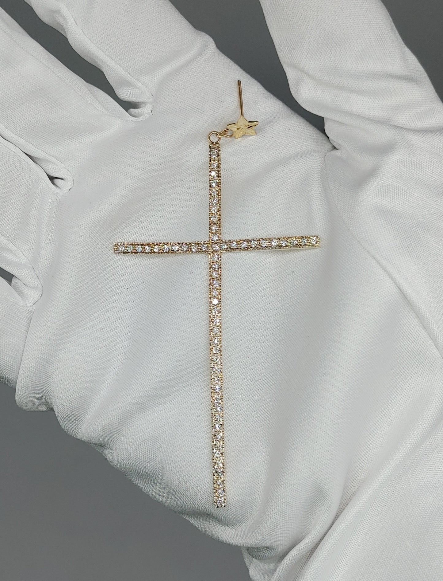 14k Gold Cross Earring